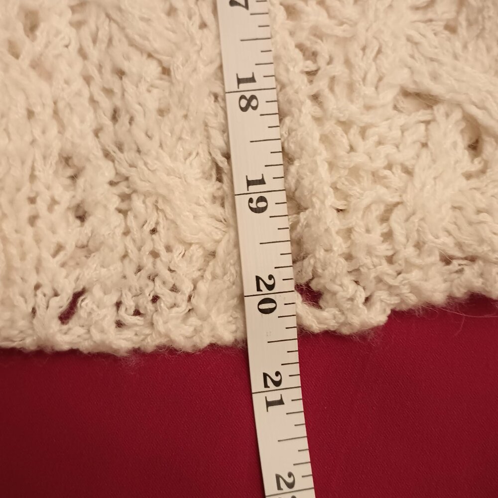 Free People Size S Cream Crochet Oversized Cropped Sweater - Picture 8 of 10